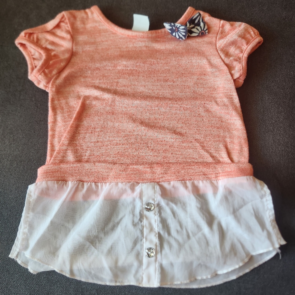 4T dress shirt girls peach with transparent white bottom part